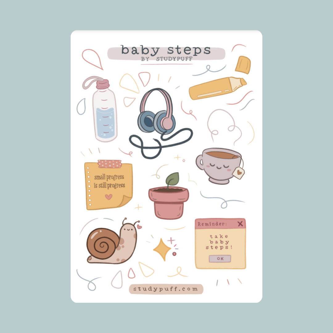 Baby Steps Sticker Sheet – StudyPuff